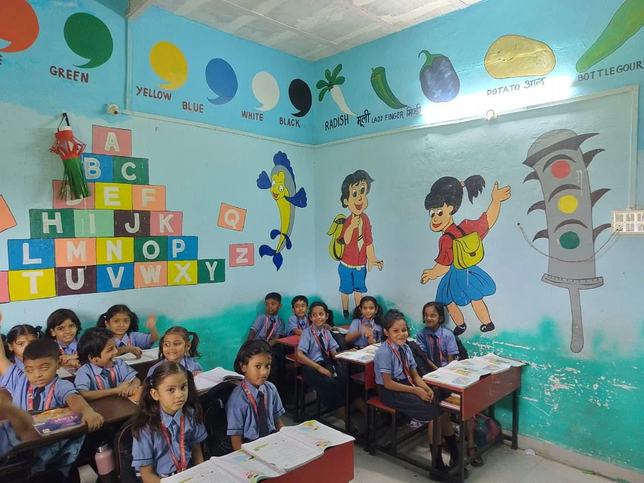 Sunrise Public School students in a colourful classroom